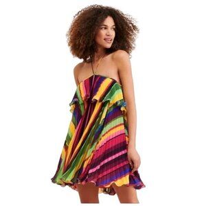Amur Sevyn Halter Mini Dress Colorful Flowy Party‎ Women's 12